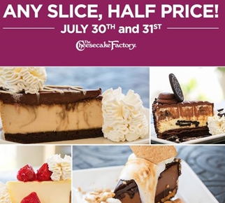 Cheesecake Factory Half Price 2014